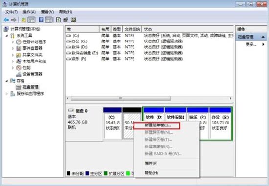 win7电脑分区的操作步骤介绍截图