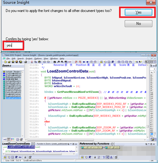 Source Insight改变代码显示大小的使用操作截图