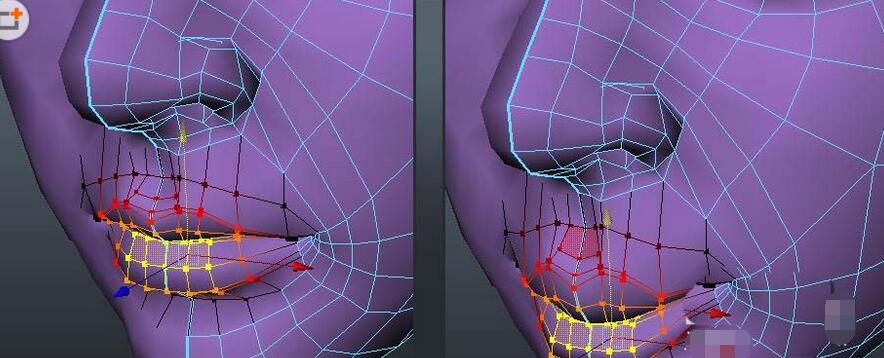 maya使用选择工具选择嘴唇的操作教程截图