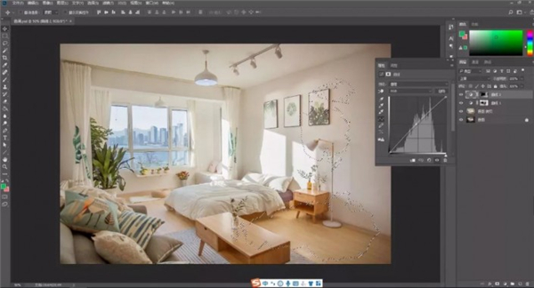 如何使用PS整体调整室内照片变成小清新照片?