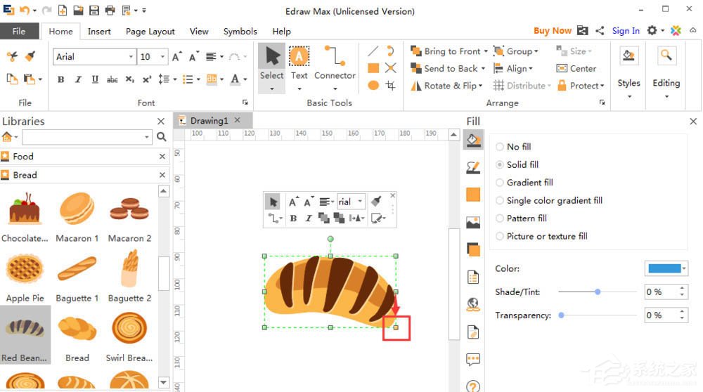 Edraw Max怎么绘制红豆面包?亿图图示绘制红豆面包的方法