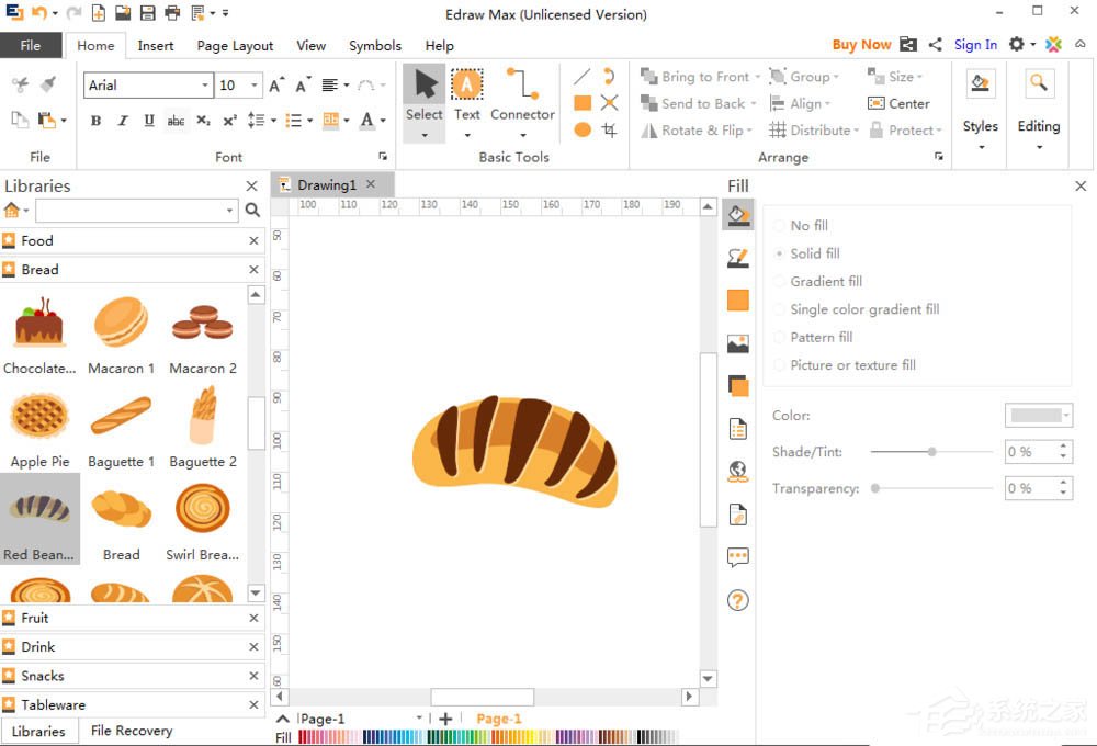 Edraw Max怎么绘制红豆面包?亿图图示绘制红豆面包的方法