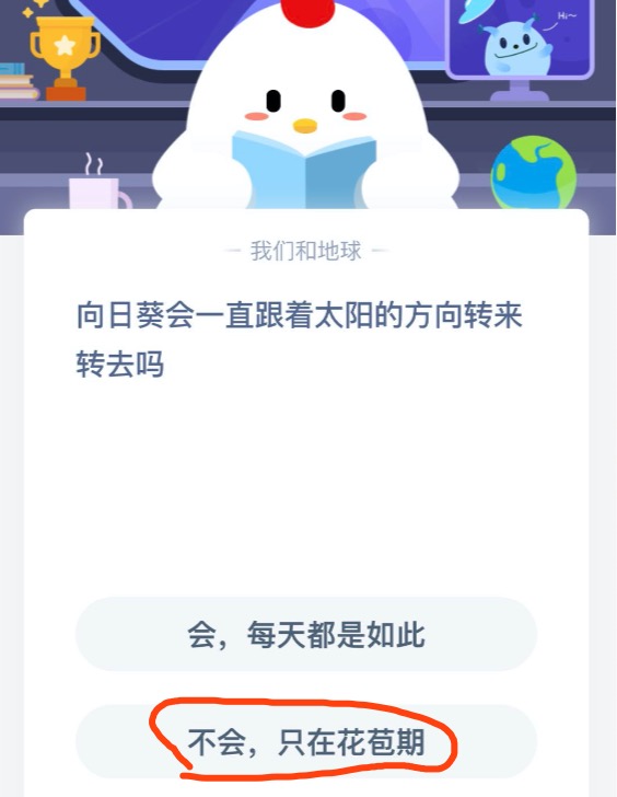 我来教你向日葵会一直跟着太阳的方向转来转去吗 8月18日蚂蚁庄园今日答案最新。