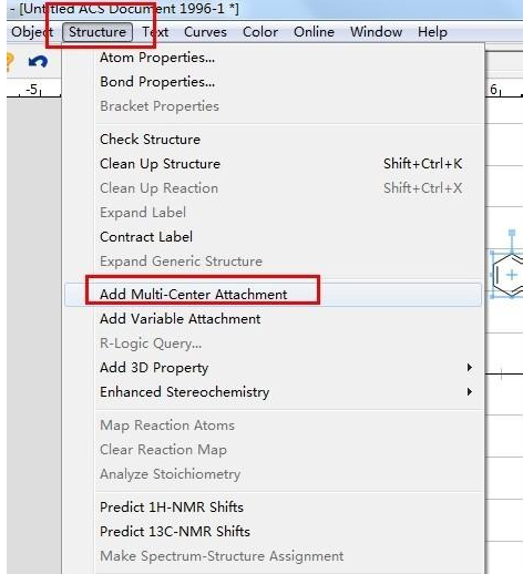 ChemDraw增加化学结构中心的图文讲解截图