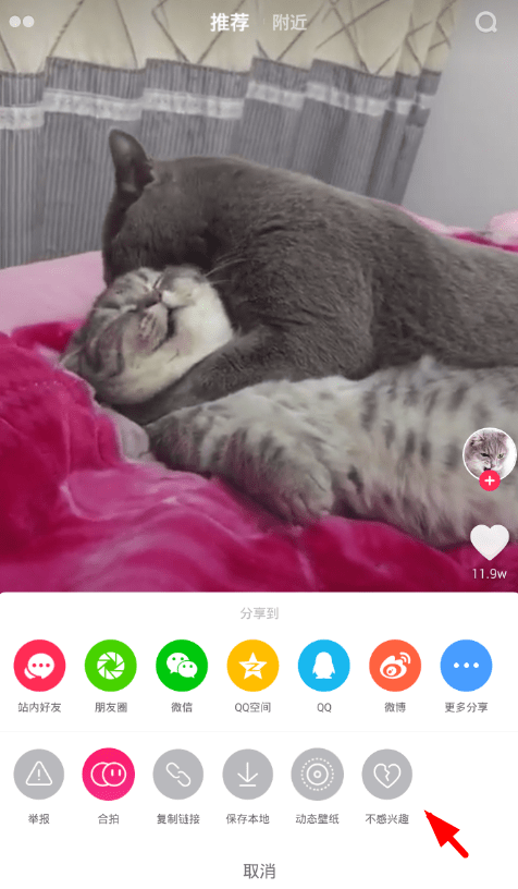 在抖音中设置不感兴趣的方法分享。