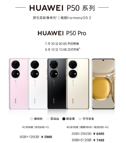 我来分享华为p50系列价格及上线时间。