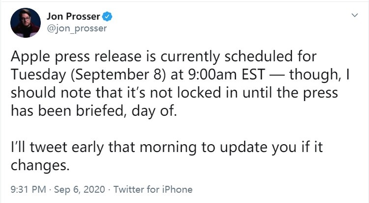 我来教你消息称苹果 iPhone 12 秋季新品发布会暂定于 9 月 8 日美国东部时间上午 9 点。