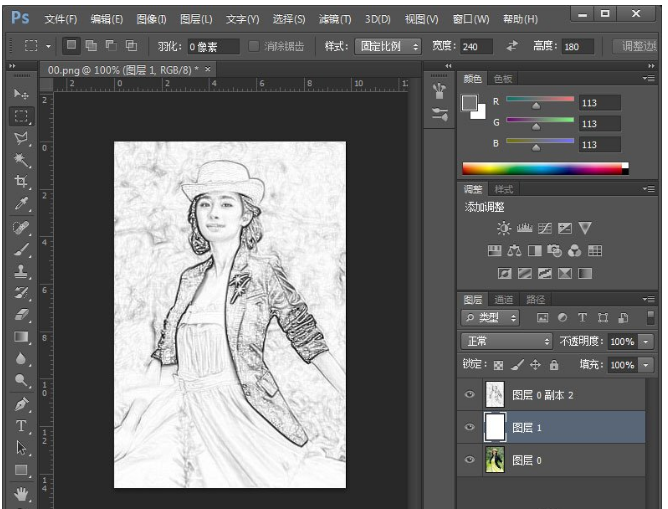 Photoshop制作铅笔画效果的操作过程截图