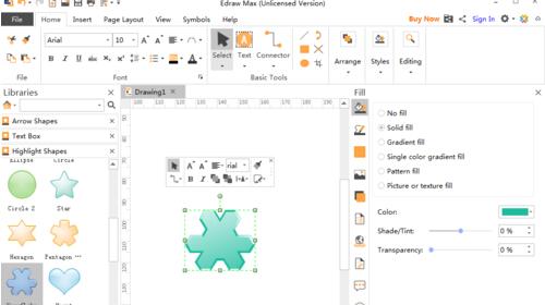 亿图流程图制作软件设计高亮雪花图的方法步骤截图