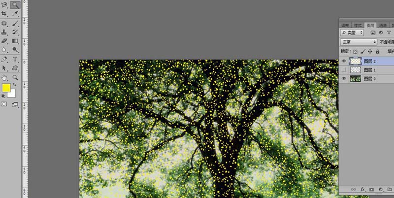Adobe Photoshop给大树设计斑点光源的详细教学截图