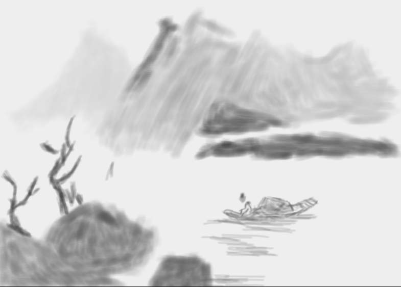 sai中设计山水画的具体操作过程截图