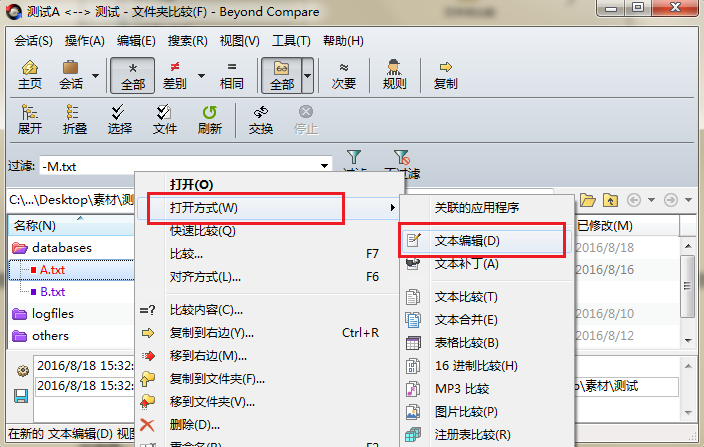 Beyond Compare比较文件跳转到编辑页面的详细步骤截图