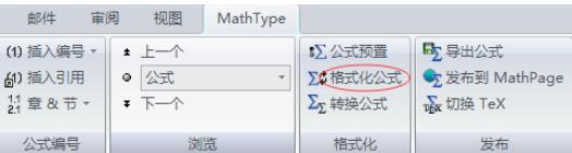 MathType选项卡中快速格式化公式的步骤截图
