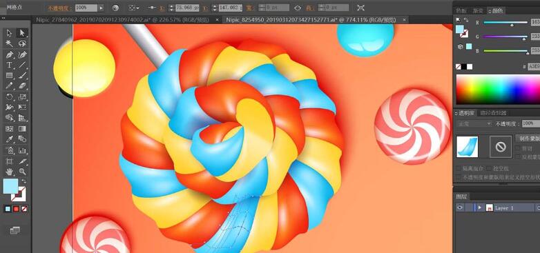 ai制作糖果海报图的操作流程截图