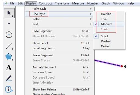几何画板自定义线的粗细的相关操作截图