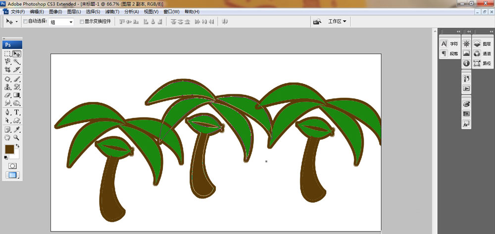 ps怎么画卡通椰子树？ps画卡通椰子树步骤教程截图