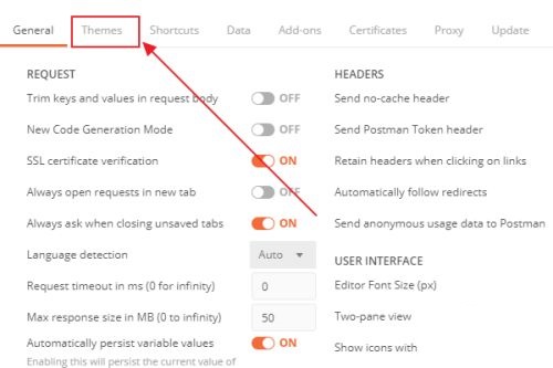 Postman黑色背景如何设置？Postman黑色背景设置教程截图