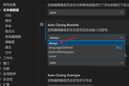Vscode怎么设置自动插入右括号?Vscode设置自动插入右括号教程截图