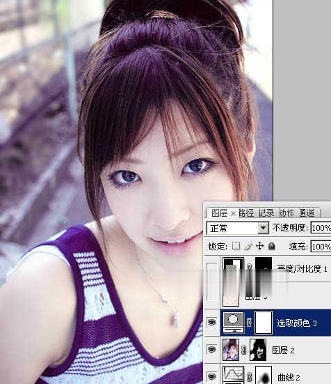 Photoshop如何为美女图片调制出粉嫩的淡紫色效果(14)