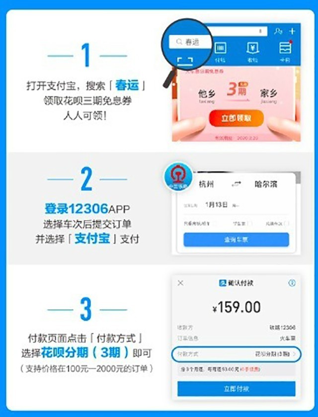 花呗春运全民火车票分期免息计划是什么