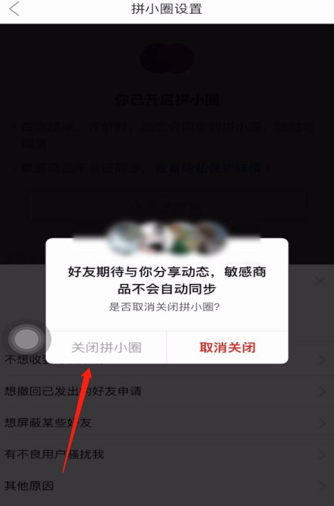 拼多多怎样禁止拼单动态同步到拼小圈