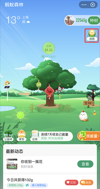 支付宝蚂蚁森林成就在哪看